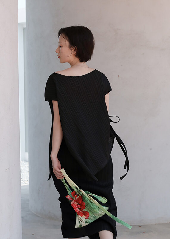 Miyake składa oryginalne designerskie torebka na pasek niszowe torba na ramię z nadrukiem projektowe