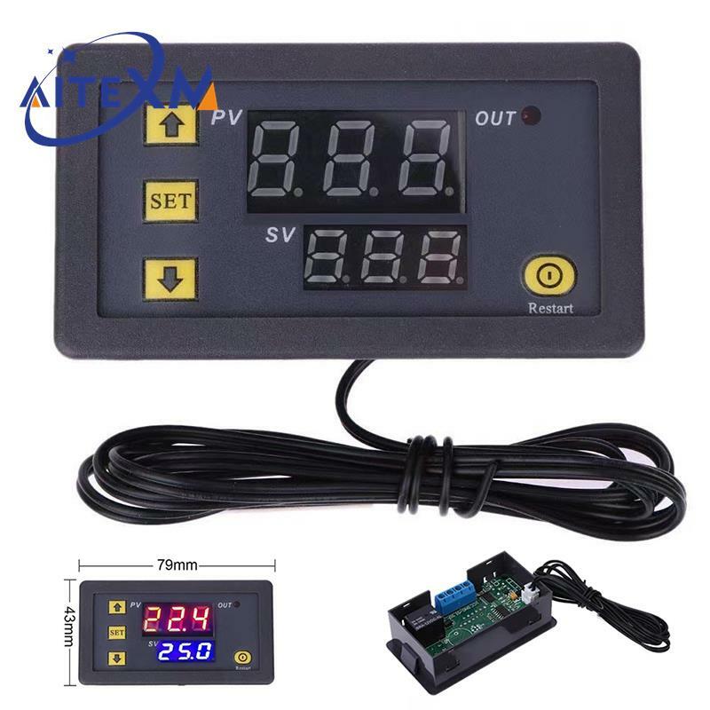 W3230 sonda linha 20a controle de temperatura digital display led termostato com instrumento controle de calor/refrigeração 12v 24v AC110-220V