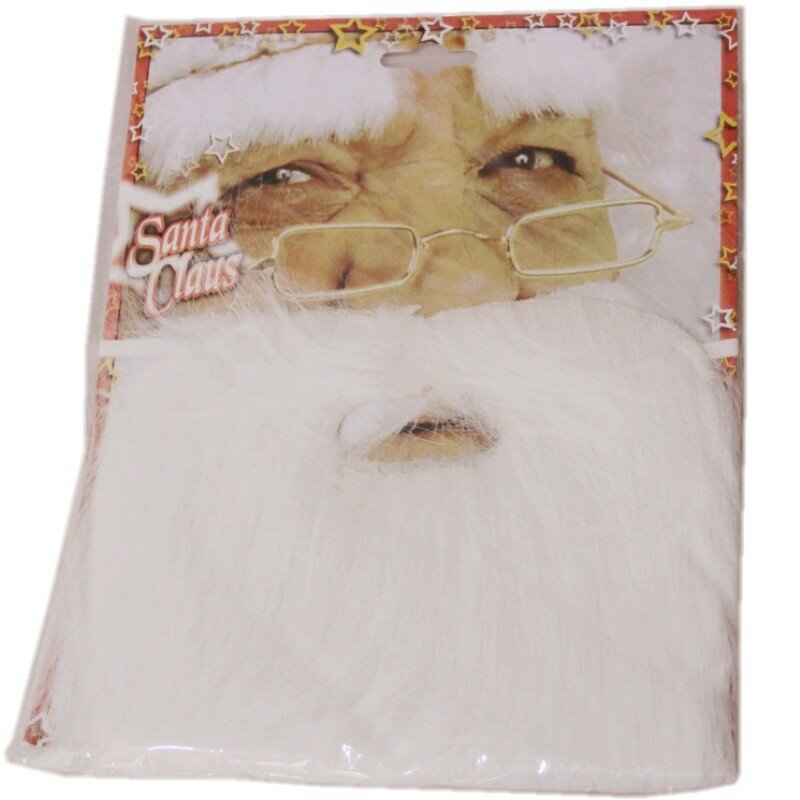 Decoraciones navideñas de Papá Noel, barba larga blanca, hombre viejo, abuelo, barba (tela peluda), accesorios de fiesta de Cosplay