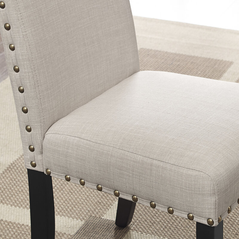 Krzesła do jadalni Biony z tkaniny z wykończeniem w kształcie gwoździa, zestaw 2 sztuk, brązowe