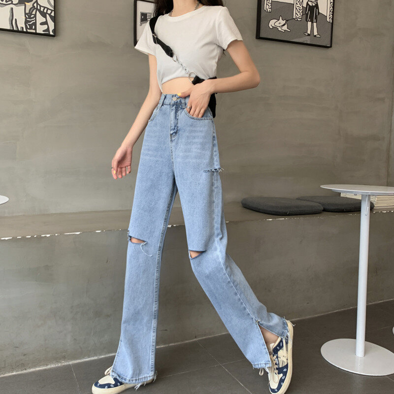 Nuovi Jeans donna 2023 Jeans a gamba dritta donna pantaloni da donna a vita alta abbigliamento Vintage Streetwear abbigliamento femminile Denim