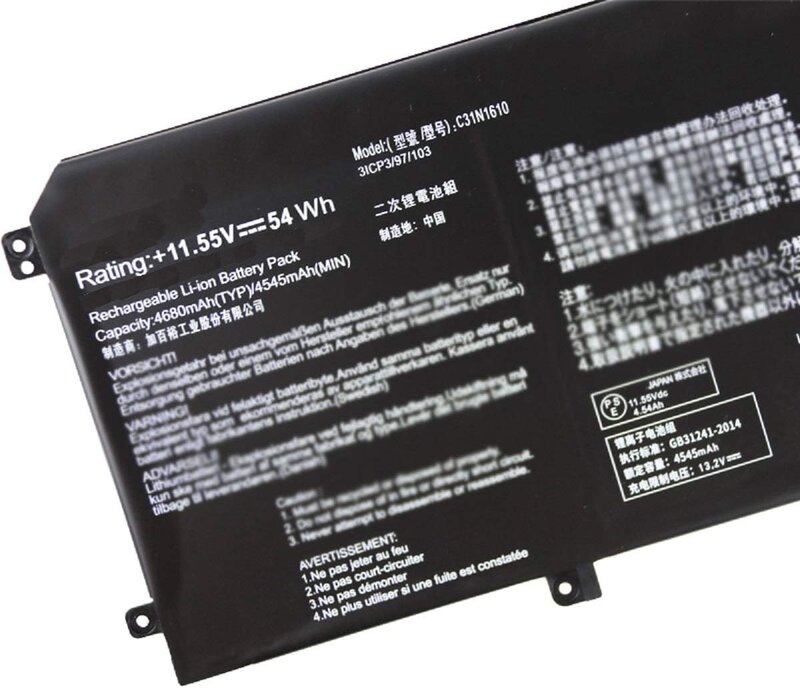 Nieuwe C31n1610 (11.55V 54wh 4680Mah) Laptop Batterij Compatibel Voor Asus Zenbook U3000c Ux330ca Ux330ua Serie Notebook