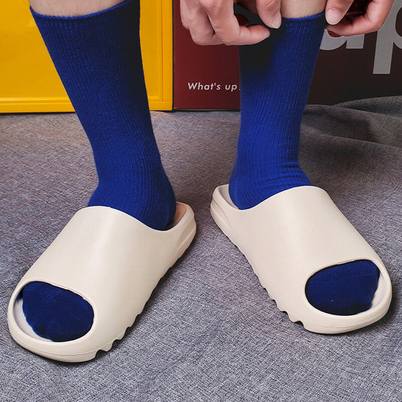 Thick Platform Slippers Summer Beach Soft Sole Slide Solid Color Slip-on Men Ladies Lover Couple Sandal Bathroom Shoes