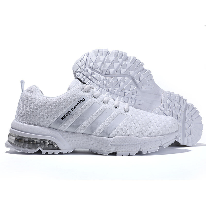 Letnie gorące buty biegowe z poduszkami powietrznymi dla mężczyzn białe trampki oddychające buty maratońskie dla par buty sportowe 36-46