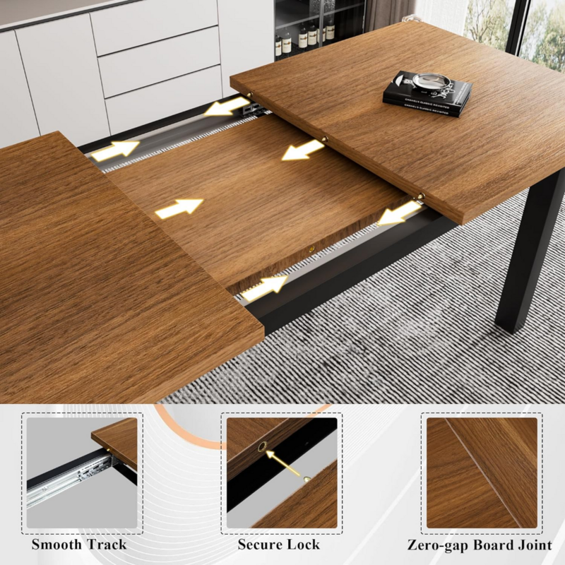 IPormis 5-częściowy zastawa stołowa dla 4-8 osób, wysuwany zestaw stół kuchenny z 2 ławkami i 2 kwadratowymi stołkami