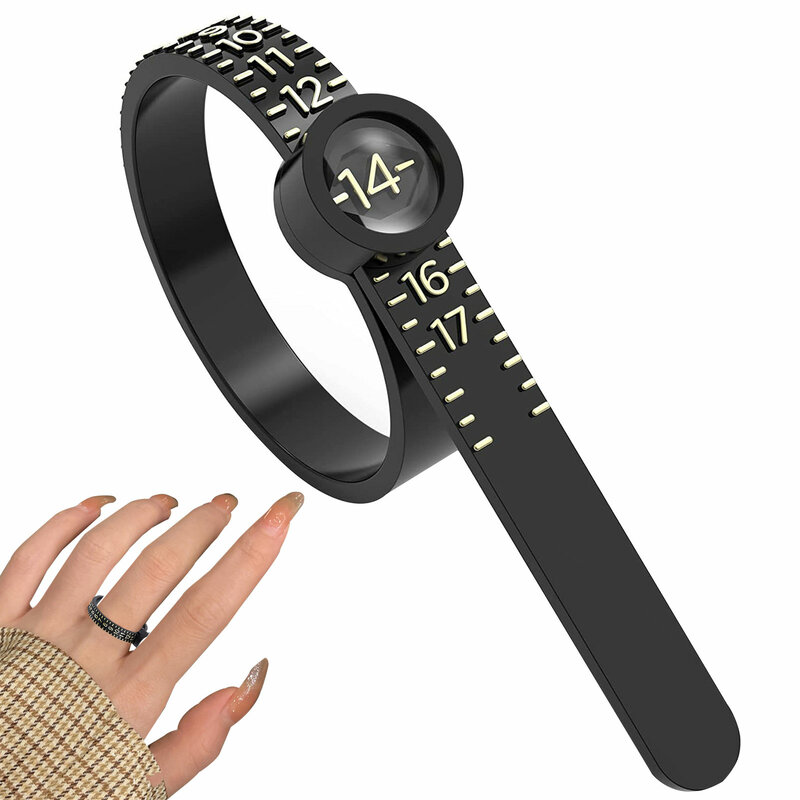 Ring Sizer Ruler 1-17 US Rings Size Finger Sizing Measure Tool With Magnified Window Ring Measurer Jewelry Tools.