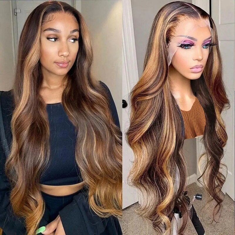 13x4 Honey Blond Body Wave Lace Front Wig Natural Hairline Pre Plucked 30 Inch Highlight Wig Human Hair 13x6 Hd Lace Frontal Wig