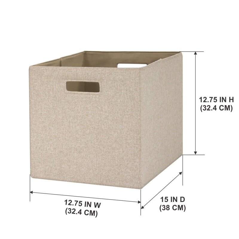 Contenedores de almacenamiento de cubo de tela para casas y jardines, 12,75 "x 12,75", bronceado, 2 paquetes