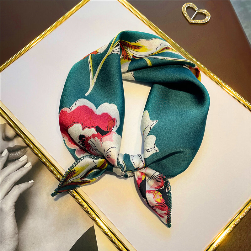 2022 квадратный шелковый шарф, женские модные маленькие шарфы с принтом, офисный шейный платок, Женская шаль Бандана