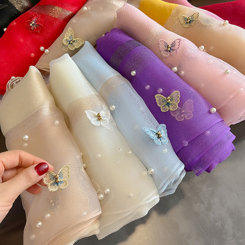 2023 Luxus Seide Schal Schal für Frauen Design Stickerei Blumen Hijab Wraps Bufandas weibliche Kopftuch Fouloud Echarpe