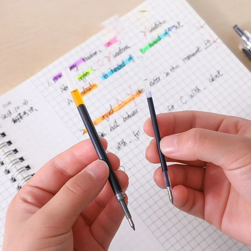 Juego de Gel de bolígrafos retráctiles de 0,5mm, bolígrafo de tinta negra/roja/azul para recargas de escritura, accesorios de oficina, material escolar, papelería