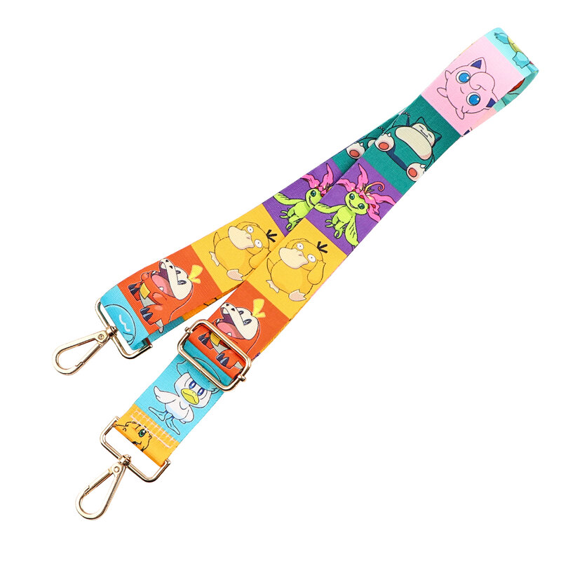 Tali tas wanita tali berwarna untuk selempang tas bahu kurir aksesoris trendi motif kartun sabuk dapat disesuaikan