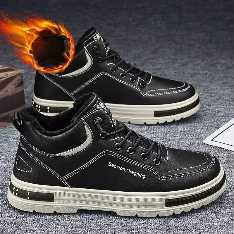 Zapatos planos vulcanizados de felpa para Hombre, Zapatillas ligeras y transpirables con cordones, para caminar, novedad de 2024