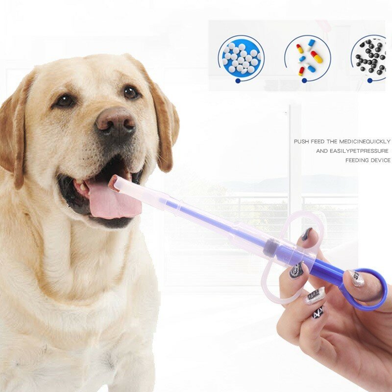 Diskon Besar Alat Makan Hewan Peliharaan Berguna Dispenser Obat Tekan Pistol Pil Tablet Jarum Suntik Air Obat Kucing Anjing