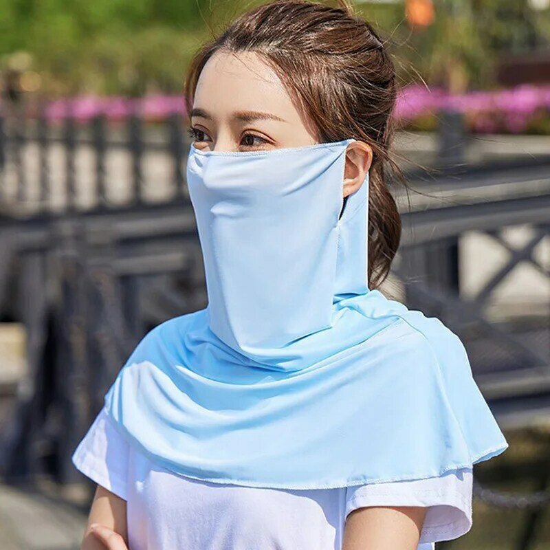 UV Protection Neck Wrap Cover For Women Sunscreen Bib Ice Silk Mask Breathable Face Cover Neck Wrap Cover Cycling Camping