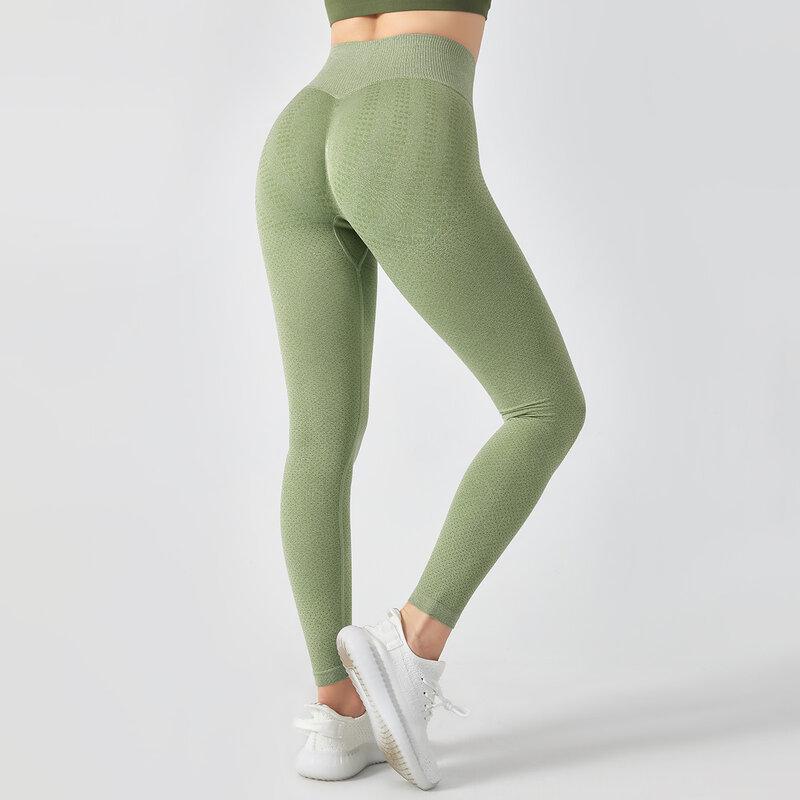 Pantalon de Yoga tricoté sans couture, taille haute, anti-humidité, serré, pour exercices de levage des hanches, bas de Fitness, pour femmes, 2022