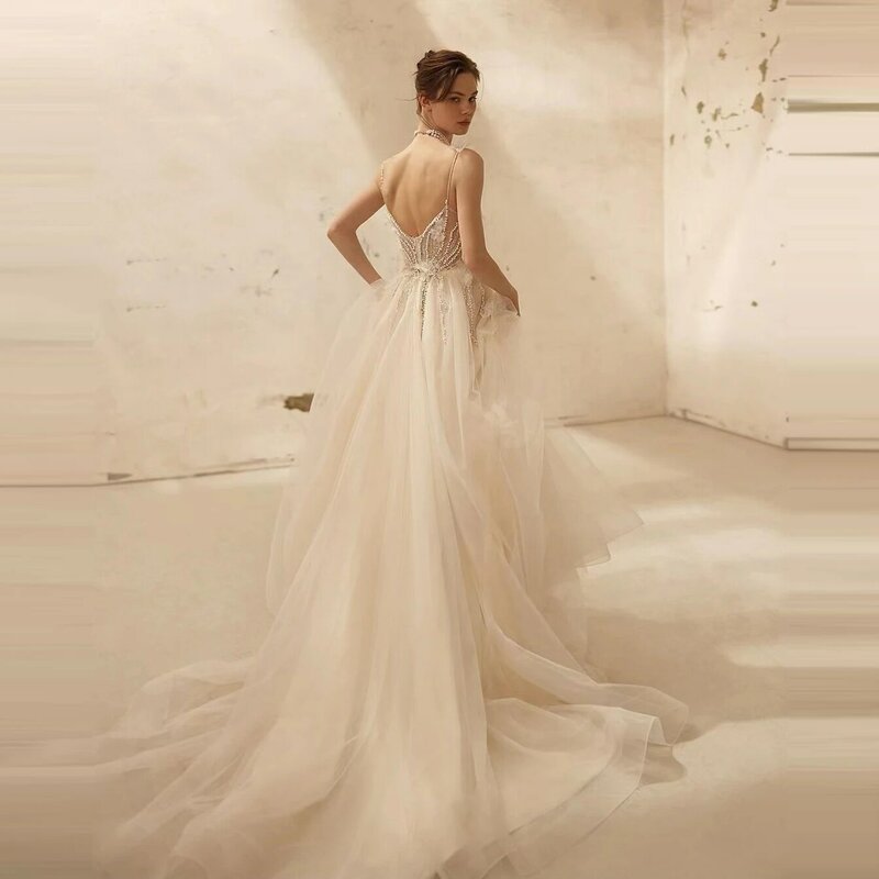 Женское свадебное платье It's yiiya, белое кружевное ТРАПЕЦИЕВИДНОЕ ПЛАТЬЕ с открытой спиной и аппликацией на лето 2024