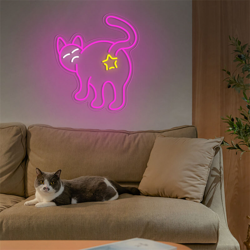 Bad Cat LED Neon Light Sign, Sinal de Neon Anime, USB Dimmer Switch para Casa, Quarto, Sala de Jogos, Clube, Decoração de Parede