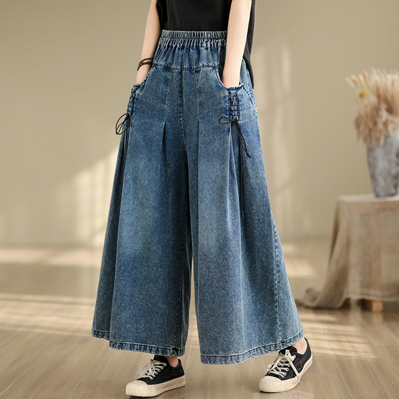 Hoge Taille Denim Wijde Pijpen Broek Vrouwen Nieuwkomer 2024 Lente Mode Koreaanse Stijl Streetwear Losse Dames Casual Jeans B3702