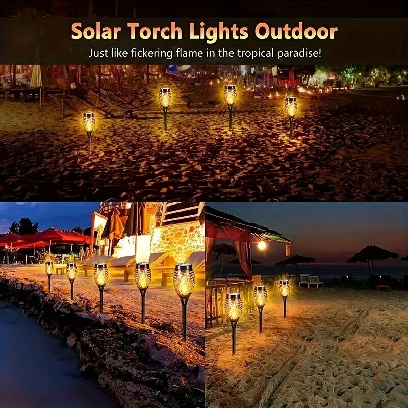 12LED Solar Flame Torch Light Flickering Light Waterproof Garden Decoration Outdoor Lawn Path Yard Patio Floor Lamp