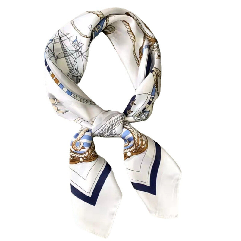 Маленький шелковый шарф 70*70 см, женские весенние квадратные шарфы, тонкая и узкая полоска с костюмным шарфом, ретро французский галстук, женская сумка