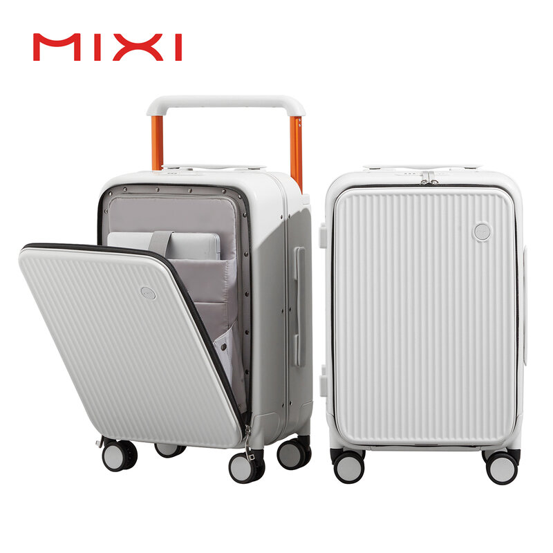 Mixi przednia kieszeń na laptopa walizka szeroki uchwyt walizka podróżna mężczyźni 20''Carry-On bagaż kobiety PC aluminiowa rama pokrowiec na wózek 24''