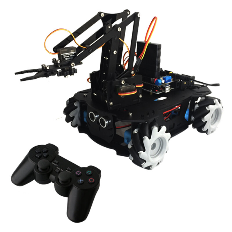 ROS รถถัง RC รถเข็นล้อเลื่อน mcnamm โหลด10kg สำหรับหุ่นยนต์ Arduino ของตกแต่งงานปาร์ตี้หุ่นยนต์ที่มีเครื่องเข้ารหัส Ps2มอเตอร์4WD แขนตั้งโปรแกรมได้