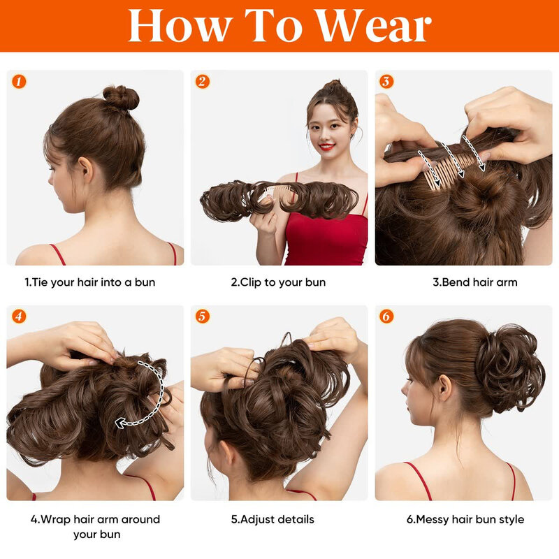 Premium Synthetic Side Comb Clip in Hairpieces Messy Bun Hair Piece Natural Wavy Versatile Adjustable Styles Hairpiece for Women
