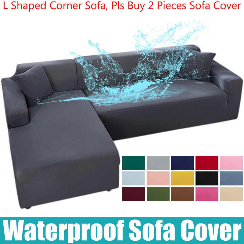 Funda de sofá impermeable para sala de estar, cubierta elástica para sofá esquinero en forma de L, 1/2/3/4 asientos