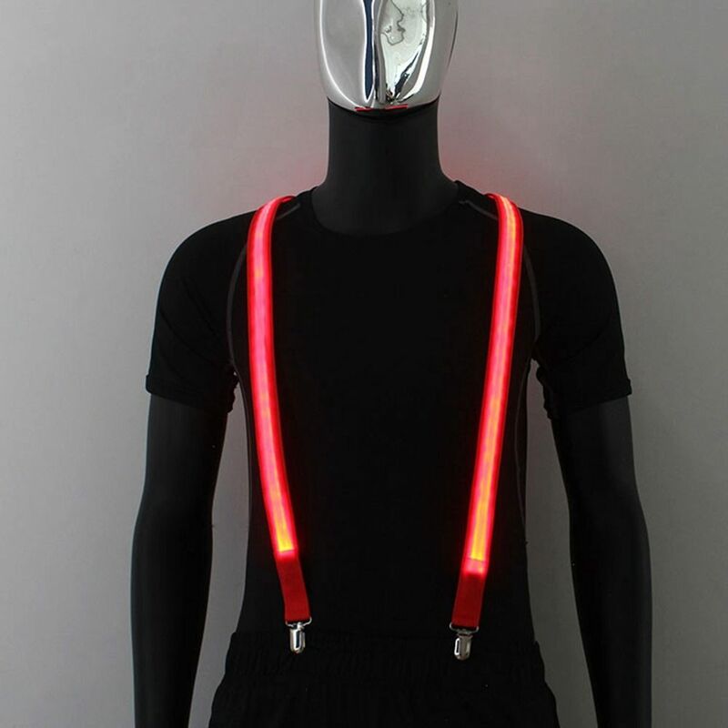 Conjunto de tirantes de corbata con Clip de correa de iluminación para disfraz de Festival de música de Bar, pajarita luminosa, pantalones colgantes, Clips de tirantes LED