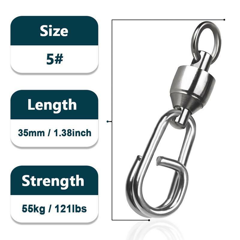 Snap Swivels Heavy Duty Fishing Swivels Connectors High Strength Snaps Swivel Connector Ball Bearing Ring Stainless Steel