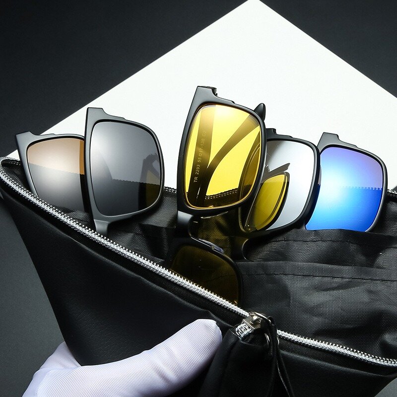 إطار نظارات مغناطيسي مستقطب للرجال والنساء ، نظارات مع مشبك ، نظارات للرجال ، UV400 ، 5 egale