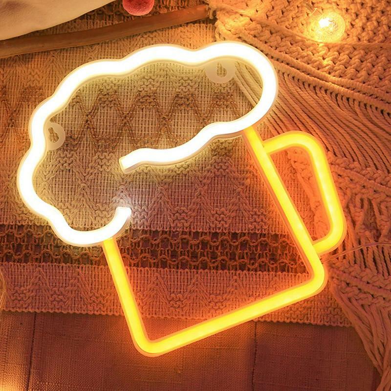Letreros LED de neón para Bar, letreros LED en forma de cerveza para dormitorio, boda, fuente de alimentación Dual familiar