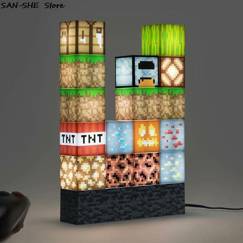 Lampu Malam Pola Piksel Susun DIY Blok Bangunan Dekorasi Daya USB Lampu Jahit Kustom untuk Dekorasi Hadiah Festival