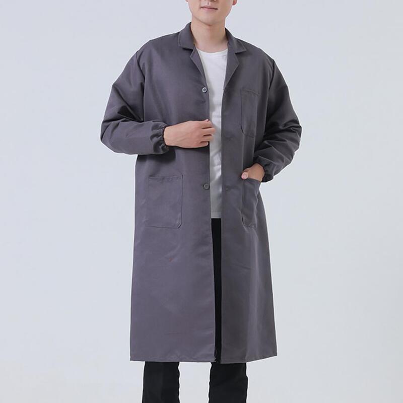 Macacão longo espesso masculino com bolsos, casaco à prova de poeira para o salão de beleza Doctor Food Laboratory, 1pc