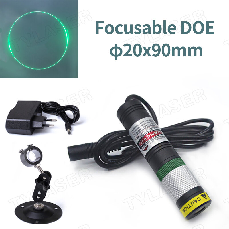 DOE kaca tahan air, D20X90mm fokus dapat digunakan 520nm hijau 10mW 30mW 50mW 80mW 135mW modul Laser untuk pemosisian pemotongan