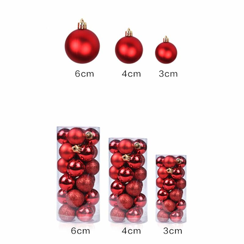24Pcs 3/4/6cm Plastic Home Decor Crafts Ball Bauble Christmas Tree Decoration Xmas Hanging Drop Pendant