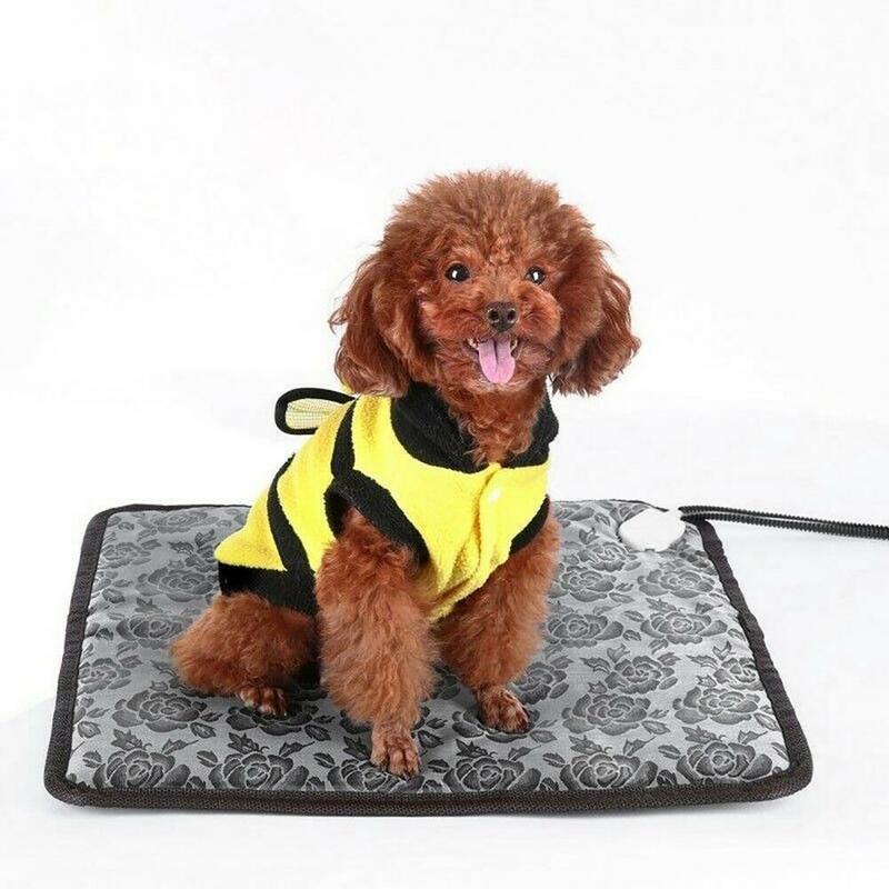 Selimut penghangat elektrik hewan peliharaan, selimut penghangat anjing tetap hangat tahan lembab bantalan pemanas suhu bisa disesuaikan musim dingin