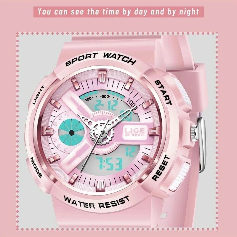 LIGE – montre-bracelet de Sport militaire pour enfants, étanche 50M, électronique, chronomètre numérique, pour garçons et filles, boîte