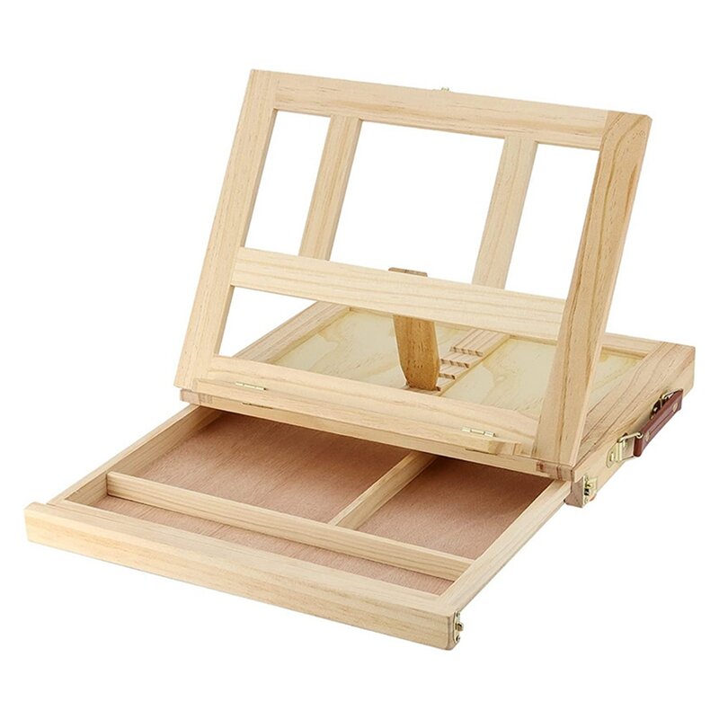 1 Pieces Portable 4 Adjustable Gears Drawer Style Beech Tabletop Easel For Beginners & Adults