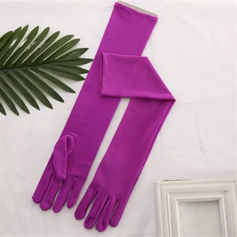 Сексуальные эластичные длинные перчатки 45 см из спандекса для женщин, женские свадебные драматические танцевальные блестящие товары, повседневная одежда для дня рождения