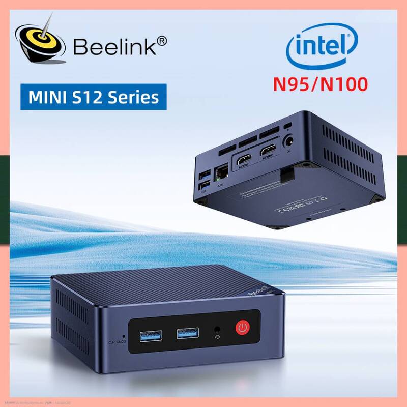 كمبيوتر مكتبي صغير من Beelink ، إنتل ، بحيرة ألدر ، N95 ، N100 ، الجيل الثاني عشر ، ميني S12 برو ، 8 جيجابايت ، 16 جيجابايت ، DDR4 ، GB SSD ، wi5 ، BT ،