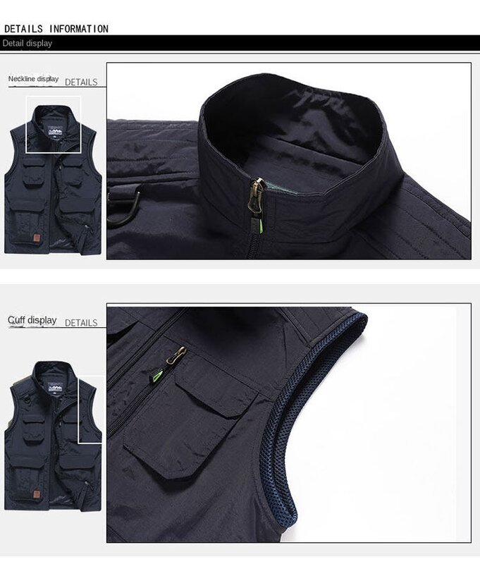 Chaleco de carga informal para hombre, chaquetas finas holgadas con múltiples bolsillos, chaleco táctico para pesca, senderismo y fotografía, verano 2024