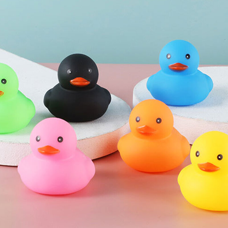 Juguetes de baño para bebé, pato amarillo de goma, Kawaii, Flotador para apretar, regalo para bebé