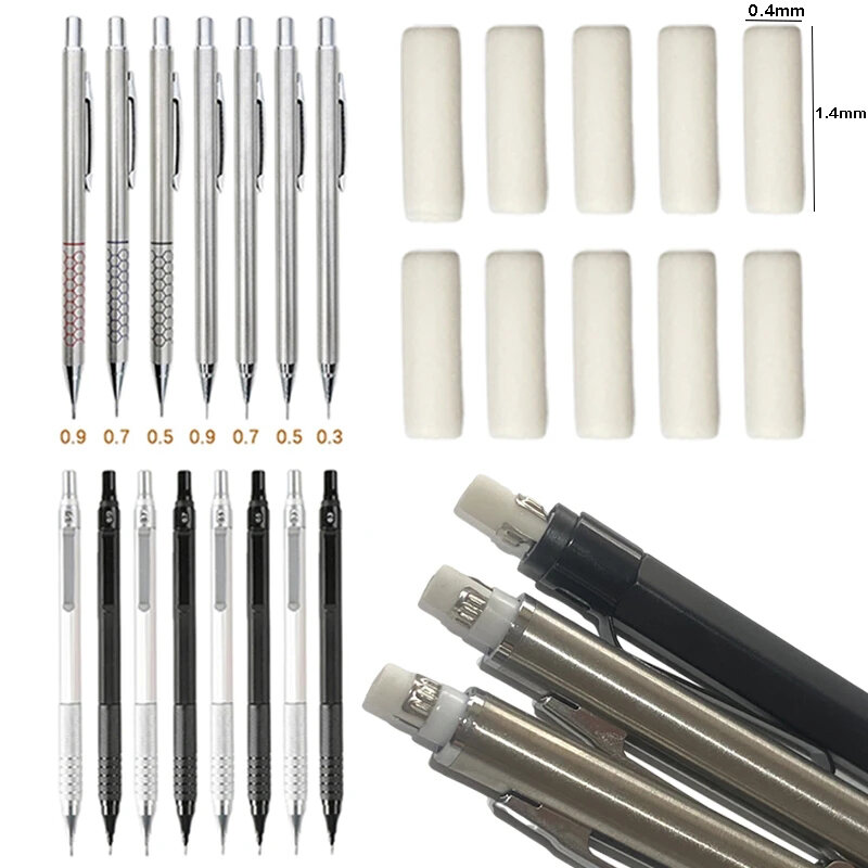20 buah/set penghapus pensil mekanis penghapus ekor portabel inti dapat diganti Aksesori lukisan sketsa sekolah penghapus Mini perlengkapan isi ulang