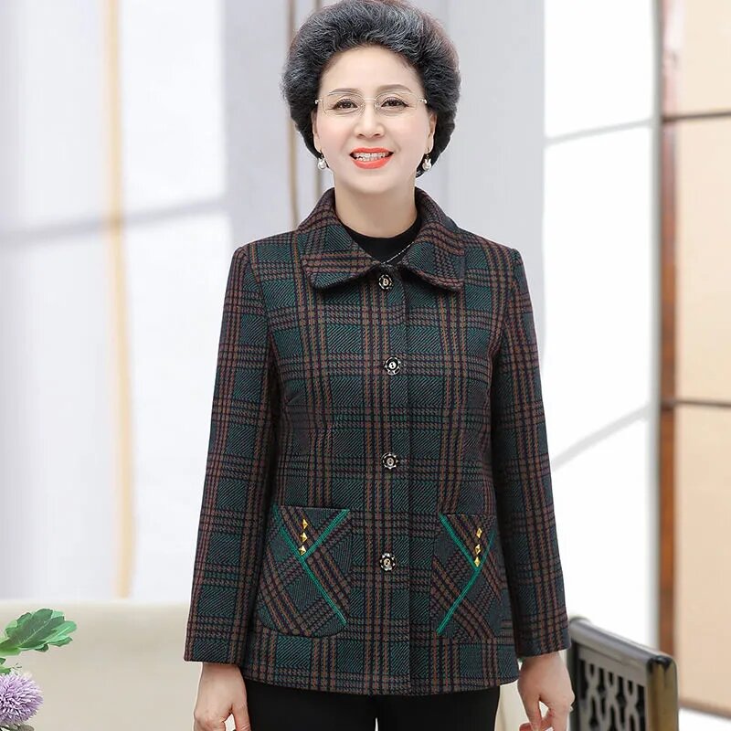 Middle Aged And Elderly People Mom Tops Coat Spring And Autumn Annals Grandma Costume Jacket New Old Lady Clothes Suit Tops Coat
