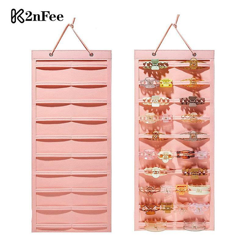 Wall Mounted Hair Claws Clips Organizer Felt Headband Holder Display Hanging Baby Hair Bows Storage Bags For Women Girls Gifts