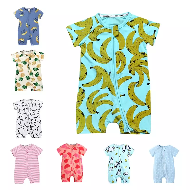 Macacão de manga curta para bebês meninos e meninas, roupas recém-nascidas, macacões infantis, 100% algodão, roupas de verão, novas, 0-24M