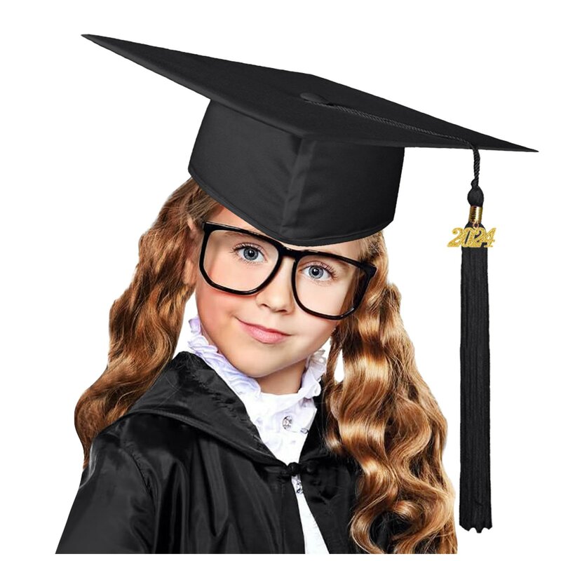 Conjunto de gorro con borlas para niños, uniformes escolares para niños, vestido de graduación para preescolar, guardería, chal, 2024