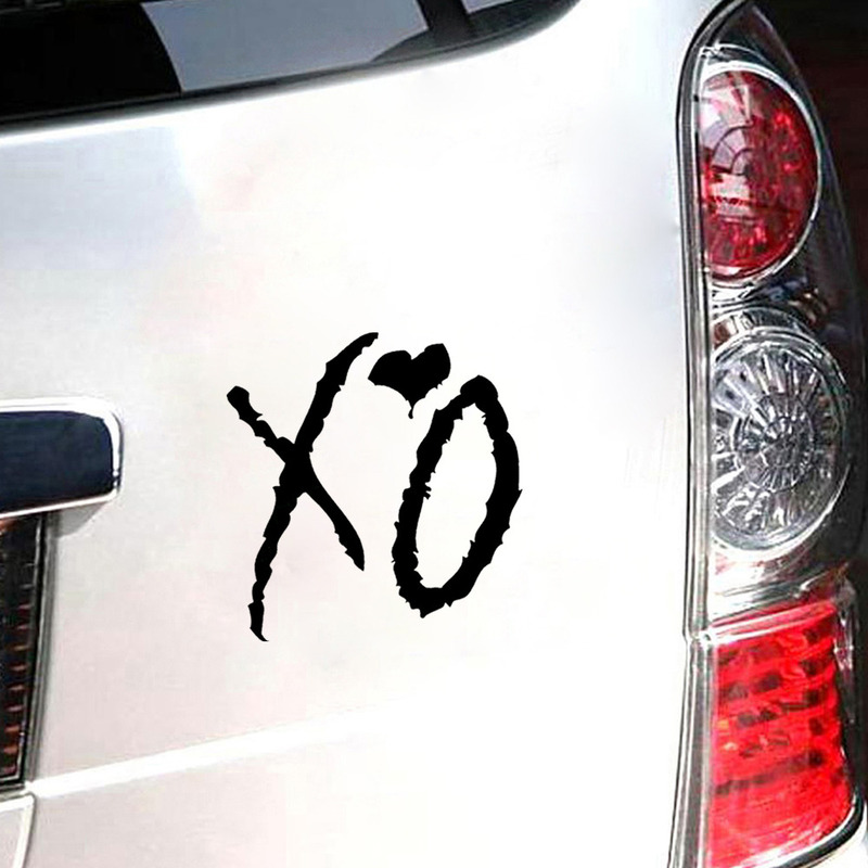 The Weeknd XO Stiker Hewan Peliharaan Mobil SUV Jendela Laptop Dinding Seni Potong Decal Hitam Perak-putih Universal Bagian Eksterior Tahan Air